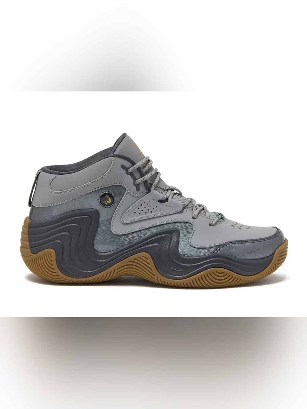 Shaq Juggernaut Men's Athletic Mid-Top Sneakers in Grey and Gum Mens Size 8.5